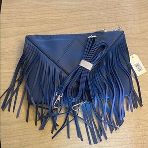 Fringe Blue Clutch Bag
